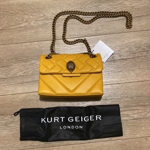 Kurt Geiger London Yellow Mini Kensington Leather Bag - New